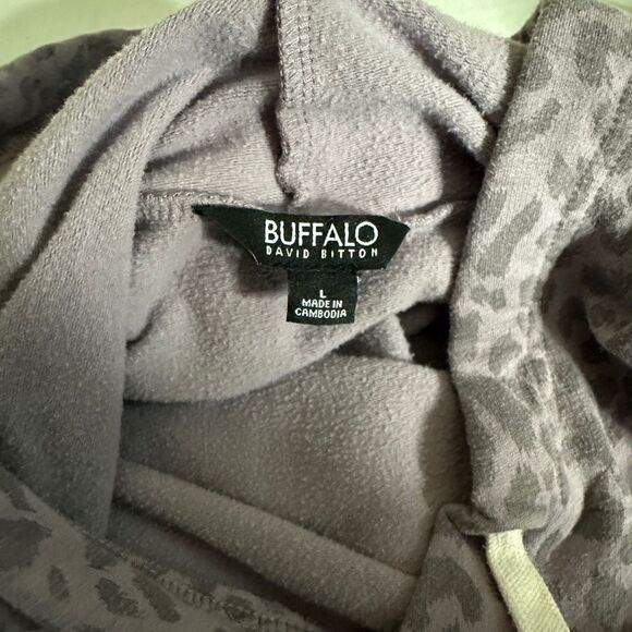 Buffalo David Bitton Light Purple Lilac Leopard Print Hooded Sweatshirt - Picture 7 of 8